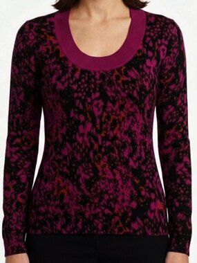 DC Cotton Blend Scoop Neck Abstract Print Pullover Sweater- Sz. Med